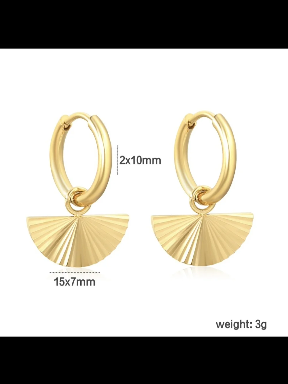 Gold Fan Drop Hoop Earrings - Women Jewelry